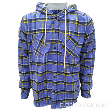 Uomini Flannel Controllata Overshirt Shirt con cappuccio retrò